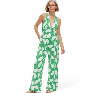 Diane Von Furstenberg Leaf Print Jumpsuit